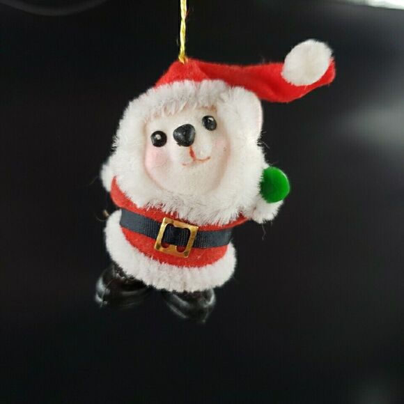 Vintage Advertising Flocked Christmas Ornament Santa Bear Loves Travel Stop RARE - Picture 10 of 11